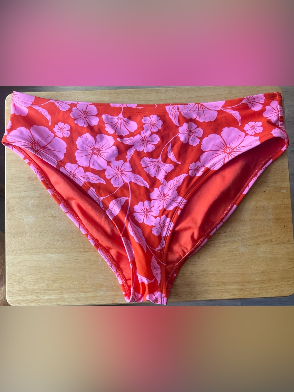 WILD FABLE Red & Pink Floral Bikini Bottoms